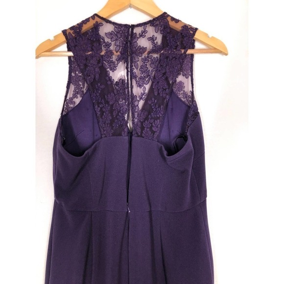 JS Collection Eggplant Ottoman Gown V-neckline Sleeveless Lace Maxi 10 - Picture 8 of 16